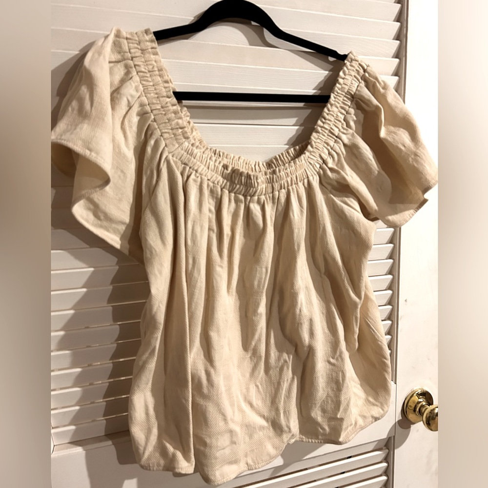 Cream Ruffle Off the Shoulder Top